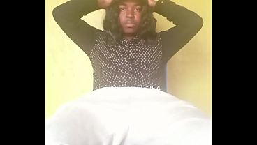 Naughty crossdresser jerking off big black cock