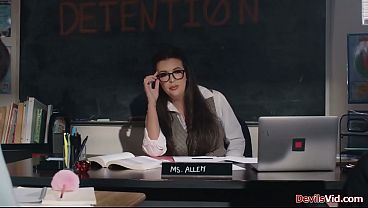 Perv milf teacher watching students fuck