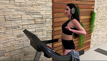 Brunette Fucks Voyeur in Locker Room & Gets Cum on Tits