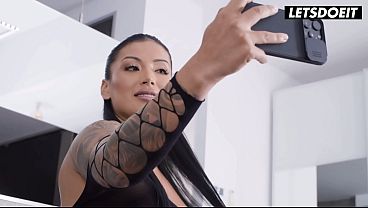 Mariana Martix Oils Up Her Big Tits in a Mirror… Then Gets on Her Knees Ready to Suck Fucking Cock