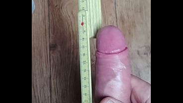 Big white cock, pumped and fat with cock ring get drained after session