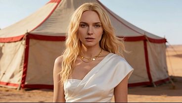 Horny blonde gets fucked by a big cock in the desert – AI-generated content