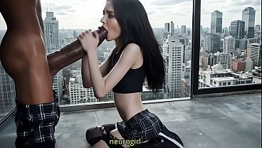 Skinny girl invited me to the high roof to fuck me with her ass and squirt.Alt girl bbc anal. Interracial monster cock fuck her tight ass. (Ai generated)