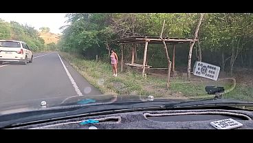 Fucking an InDrive taxi driver on the side of the road; I suck his cock until he cums.