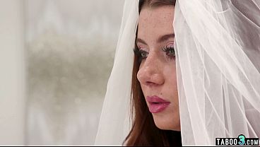 Careful best man calming down a nervous redhead teen bride Stella Luxx