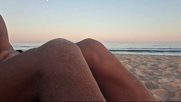 Risky Public Beach Jerk: Big Dick Destroying a Fleshlight as People Stare